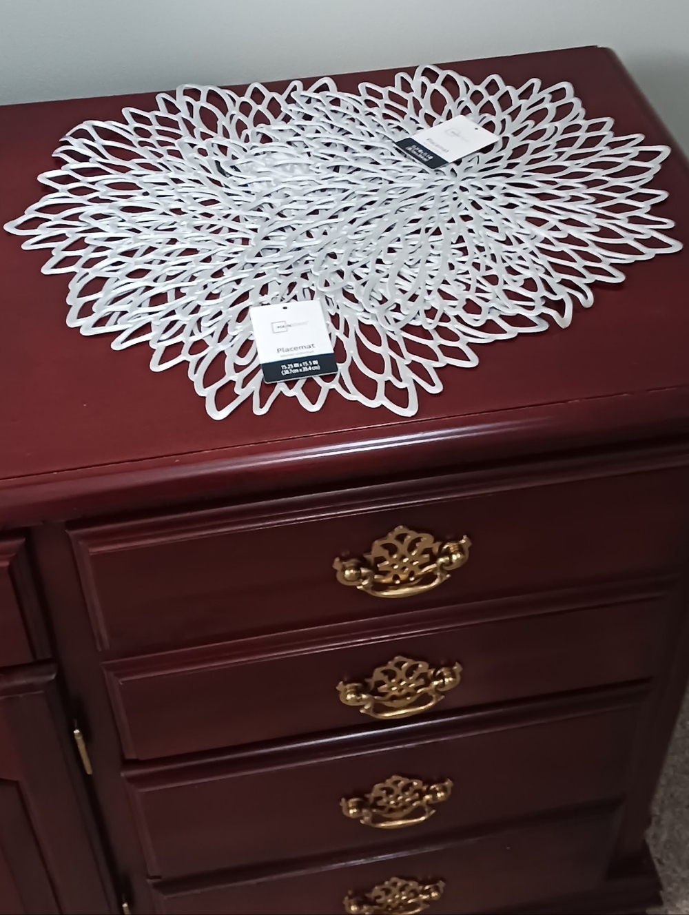 3 - Elegant Silver Floral Placemats ⭐ NEW ⭐